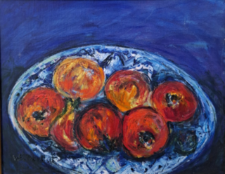 Acryl schilderij, Maya Wildevuur, Fruitschaal